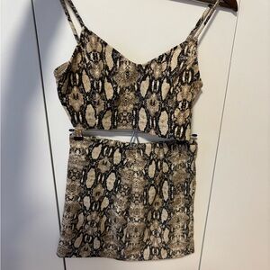 Cute Snake print skirt and top set